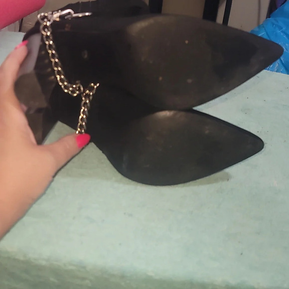 Asos design black suede silver Fallon heeled ankle boots sz 10 - Picture 7 of 7